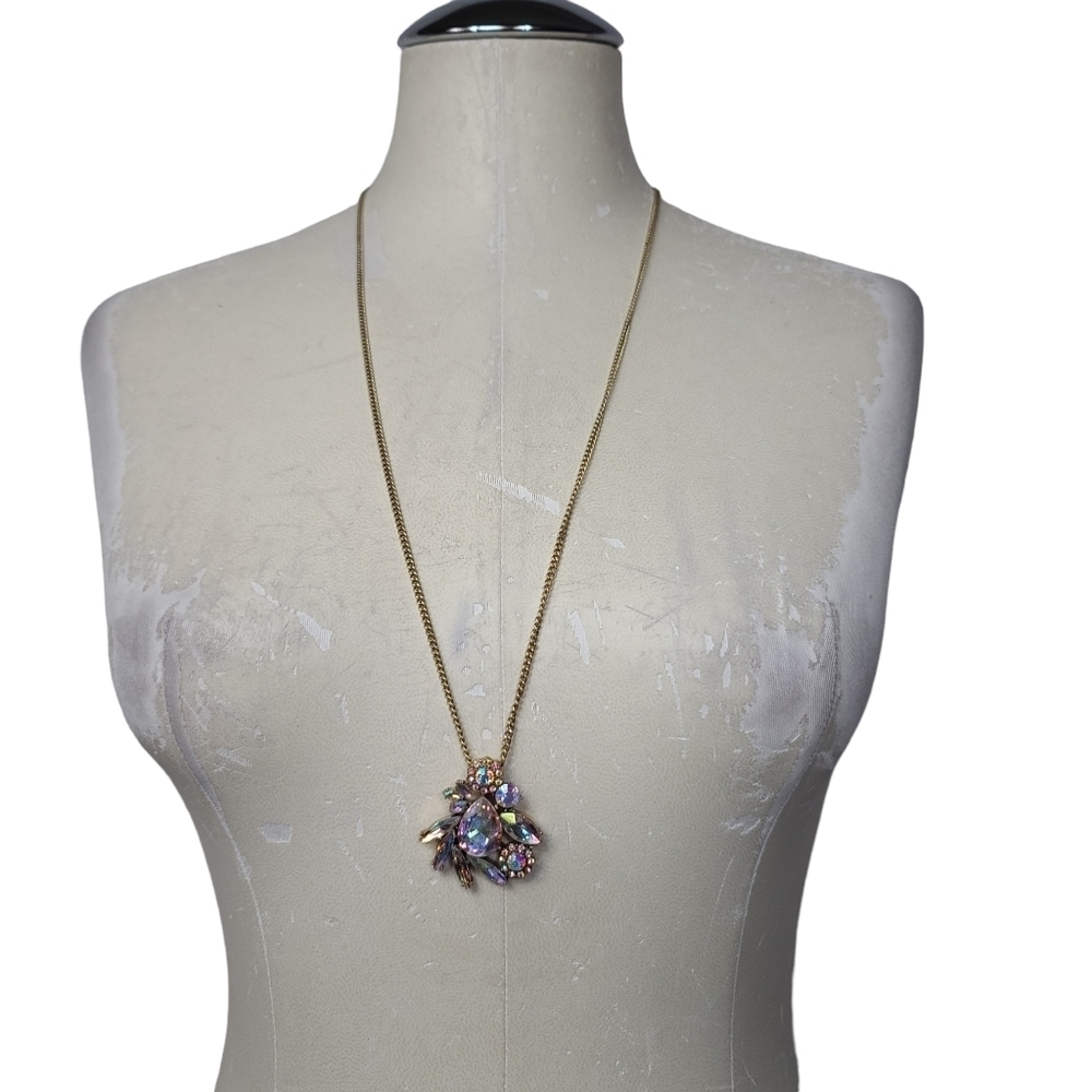 J. Crew Colorful Crystal Cluster Long Necklace